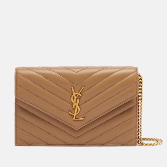 Saint Laurent Cassandre Envelope Chain Wallet in Grain de Poudre leathe - Picture 2 of 12